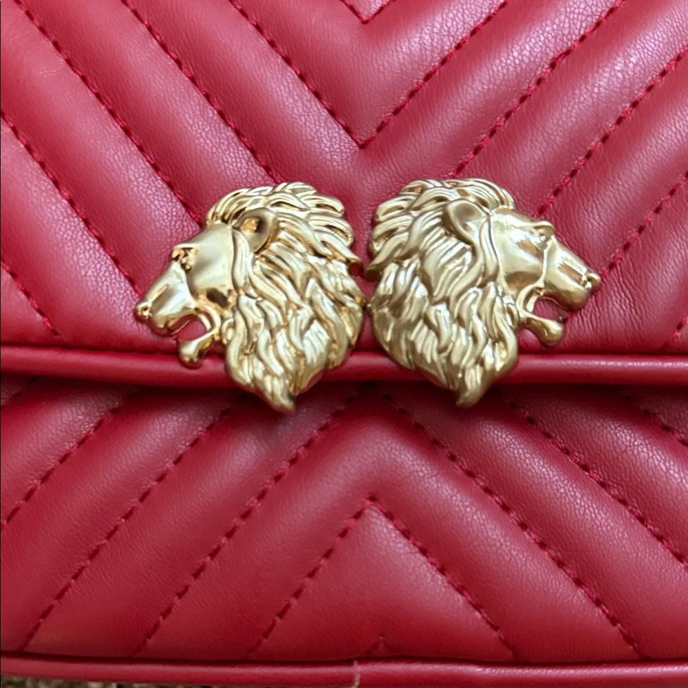 Zara Red Quilted Crossbody Bag with Gold Accents - Picture 2 of 6